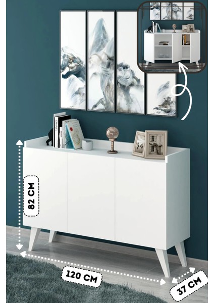 Ariane White Çok Amaçlı Dolap 83 cm Yükseklik 121 cm Genişlik 37 cm Derinlik ile Fonksiyonel Kullanım fiyatları