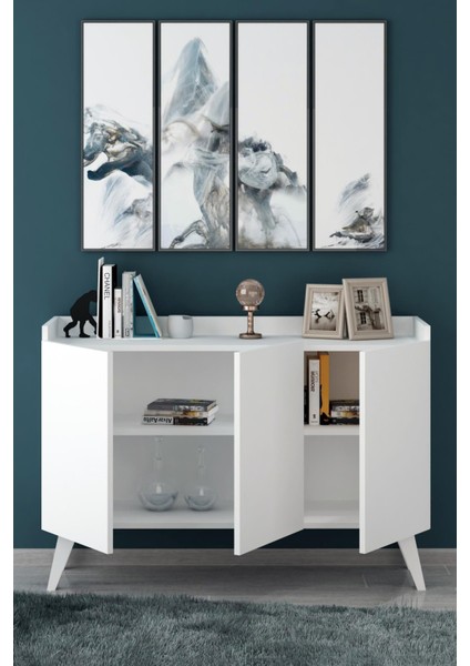 Ariane White Çok Amaçlı Dolap 83 cm Yükseklik 121 cm Genişlik 37 cm Derinlik ile Fonksiyonel Kullanım modelleri