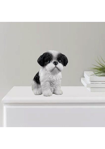 Güzel Köpek Heykeli Köpek Reçine El Sanatları Oturma Odası Sanat Eseri Siyah Beyaz (Yurt Dışından) modelleri