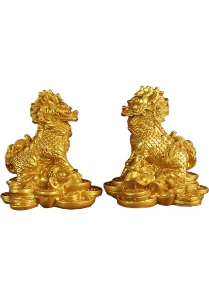 1 Çift Antika Fengshui Kylin Heykel Ev Dekor Heykel Hediye Koleksiyonu 9x9.5cm (Yurt Dışından)