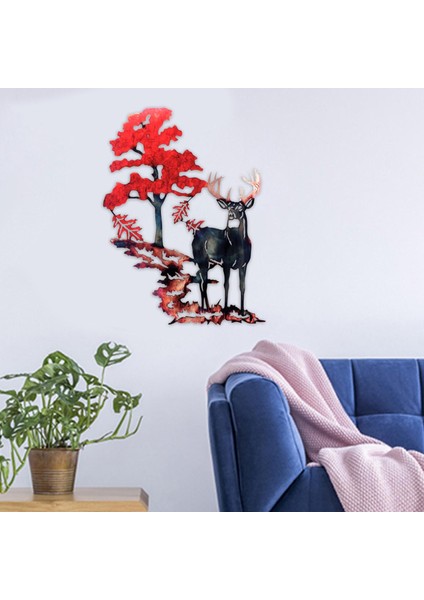 Geyik Metal Duvar Sanat Heykel Arka Plan Çiftlik Ev Yatak Odası Dekorasyon Kırmızı (Yurt Dışından) fırsatları
