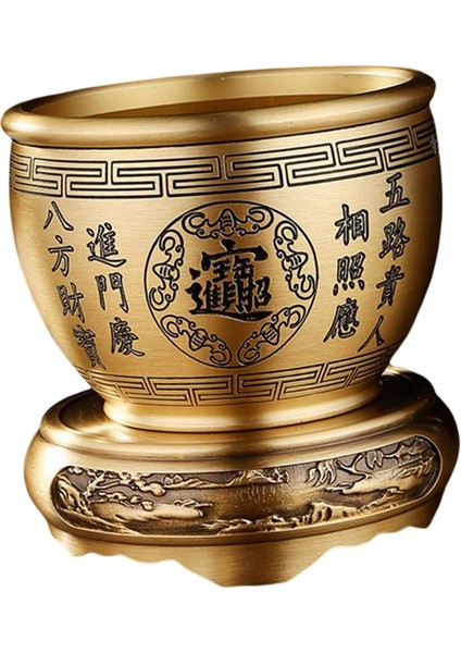 Hazine Havzası Heykeli Pirinç Kdavat Sanatı Bai Fu Kase Pirinç Feng Shui Kase Masası Base Stand Stand (Yurt Dışından) indirimleri