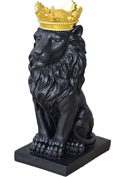 Crown Lion Heykel Hayvan Süsü Reçinesi Ev Heykel Heykelcik Dekor Siyah (Yurt Dışından) fiyatları