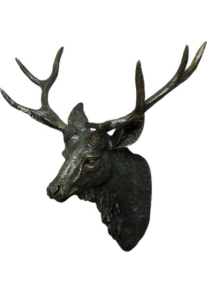 Hayvan Geyik Head Stag Duvar Duvar Heykeli Montaj Çıkarmaları Yatak Odası Süsleri Bronz Renk (Yurt Dışından)