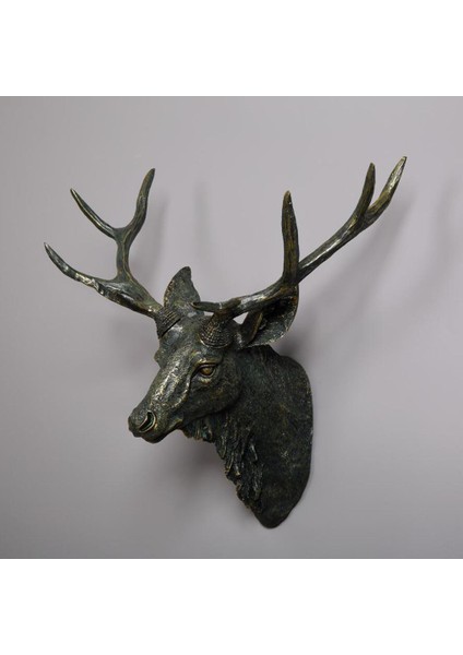 Hayvan Geyik Head Stag Duvar Duvar Heykeli Montaj Çıkarmaları Yatak Odası Süsleri Bronz Renk (Yurt Dışından) modelleri