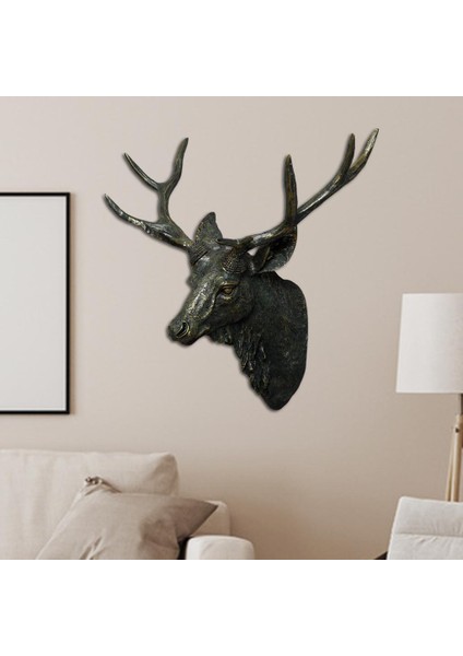 Hayvan Geyik Head Stag Duvar Duvar Heykeli Montaj Çıkarmaları Yatak Odası Süsleri Bronz Renk (Yurt Dışından) fırsatları