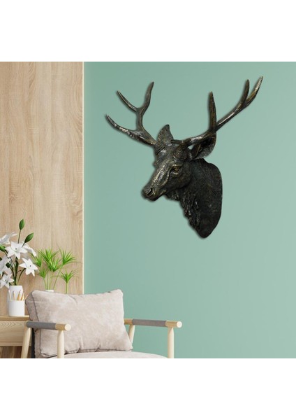 Hayvan Geyik Head Stag Duvar Duvar Heykeli Montaj Çıkarmaları Yatak Odası Süsleri Bronz Renk (Yurt Dışından) indirimleri