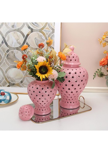 Içi Boş Porselen Zencefil Kavanoz Depolama Organizatörü Çiçek Tutucu Seramik Vazo Pembe 20X33CM (Yurt Dışından) fırsatları