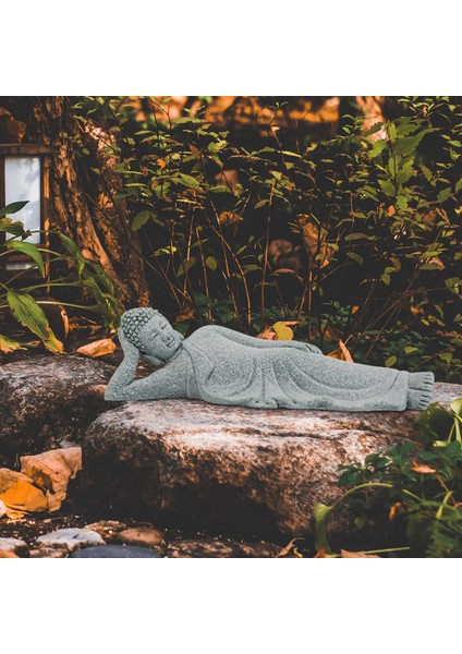 Kumtaşı Heykeli Meditasyon Figürinler Kabine Uyku Buda Heykeli Gri 8.5cmx2.5cmx2.6cm (Yurt Dışından)