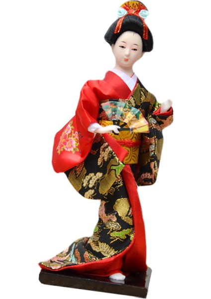 11 Inç Japon Kimono Geisha Bebek Bar Insansı Kız Heykel Reçine Süslemesi Kırmızı (Yurt Dışından)