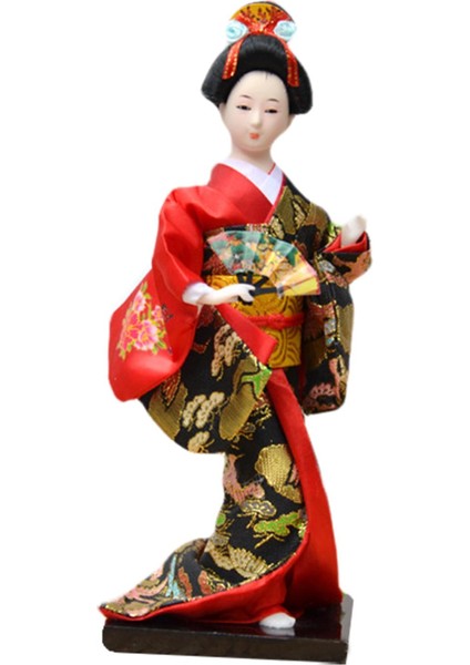11 Inç Japon Kimono Geisha Bebek Bar Insansı Kız Heykel Reçine Süslemesi Kırmızı (Yurt Dışından)