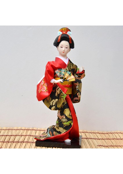 11 Inç Japon Kimono Geisha Bebek Bar Insansı Kız Heykel Reçine Süslemesi Kırmızı (Yurt Dışından)
