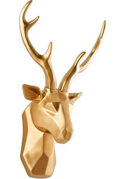 Modern 3D Geyik Head Heykel Heykel Duvar Kabini Dekorlar Sanat Eseri Altın (Yurt Dışından)