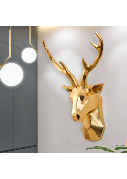 Modern 3D Geyik Head Heykel Heykel Duvar Kabini Dekorlar Sanat Eseri Altın (Yurt Dışından) fırsatları
