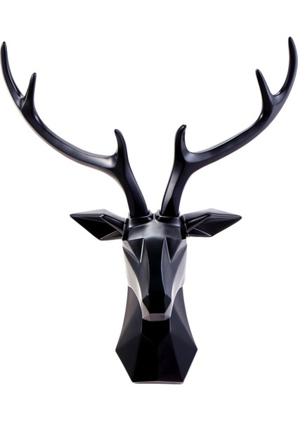 3D Geyik Head Heykel Heykel Duvar Kabini Sanat Siyah (Yurt Dışından) fiyatları