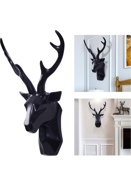 3D Geyik Head Heykel Heykel Duvar Kabini Sanat Siyah (Yurt Dışından) modelleri