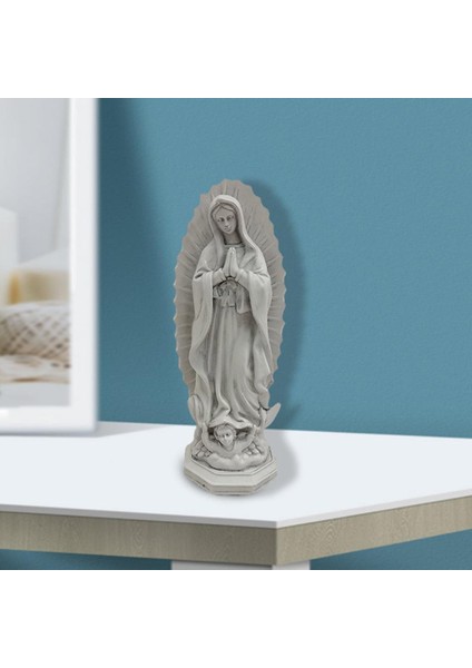 Reçine Mary Heykel Figürü Kutsanmış Anne Masaüstü Dekorasyon Dini Gri (Yurt Dışından)