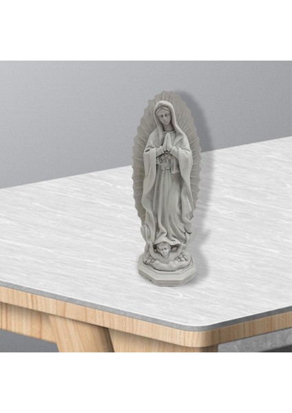 Reçine Mary Heykel Figürü Kutsanmış Anne Masaüstü Dekorasyon Dini Gri (Yurt Dışından)