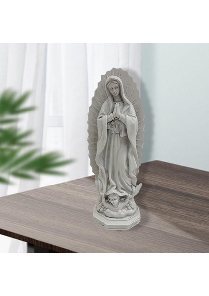 Reçine Mary Heykel Figürü Kutsanmış Anne Masaüstü Dekorasyon Dini Gri (Yurt Dışından)