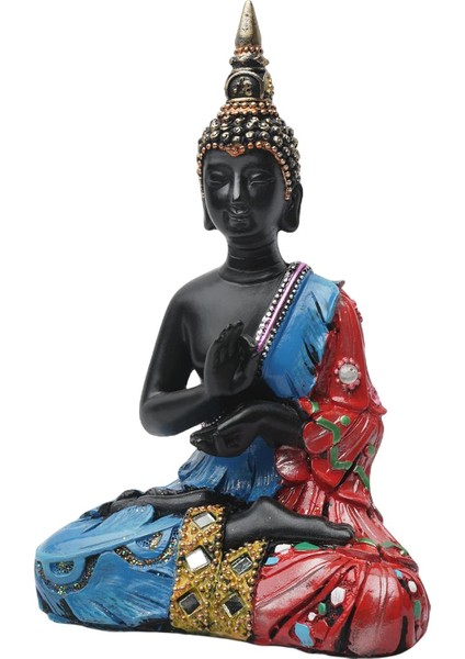Reçine Buda Heykeli Küçük 7 "tayland Heykeli ve Dekorasyon Kırmızı Mavi (Yurt Dışından)