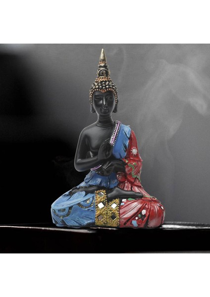 Reçine Buda Heykeli Küçük 7 "tayland Heykeli ve Dekorasyon Kırmızı Mavi (Yurt Dışından)