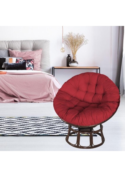 Salıncak Asılı Rattan Sandalye Yuvarlakıklar Açık Veranda Kırmızı (Yurt Dışından)