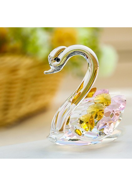 Heykel Heykelleri Masa Merkez Parçası Sevgililer Günü Swan Kristal Figürinler Sarı Pembesi (Yurt Dışından)