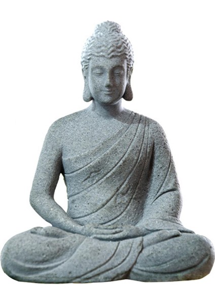 Reçine Balık Tankı Buda Oturma Heykeli Ev Dekoru, 9X6X11.3CM Benzersiz Manzara A (Yurt Dışından)