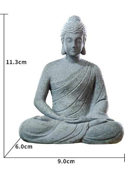 Reçine Balık Tankı Buda Oturma Heykeli Ev Dekoru, 9X6X11.3CM Benzersiz Manzara A (Yurt Dışından)