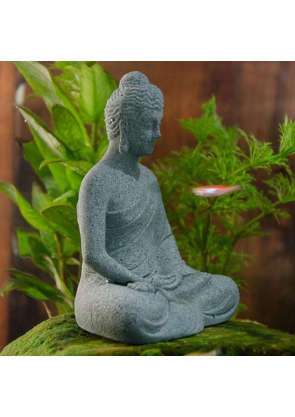 Reçine Balık Tankı Buda Oturma Heykeli Ev Dekoru, 9X6X11.3CM Benzersiz Manzara A (Yurt Dışından)