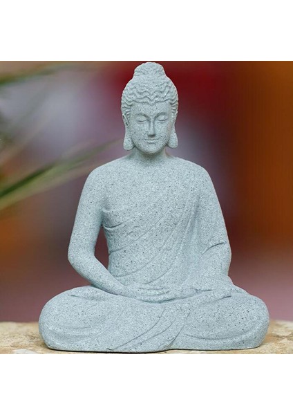 Reçine Balık Tankı Buda Oturma Heykeli Ev Dekoru, 9X6X11.3CM Benzersiz Manzara A (Yurt Dışından)
