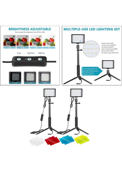 2pcs Dimmable 5600K USB LED Video Işığı Fotoğrafçılık (Yurt Dışından) fiyatları