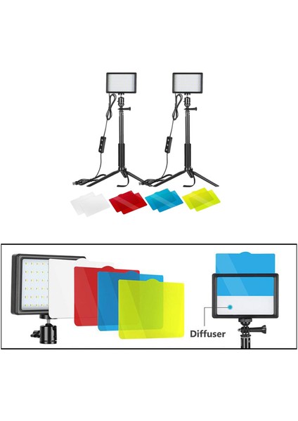 2pcs Dimmable 5600K USB LED Video Işığı Fotoğrafçılık (Yurt Dışından) fırsatları