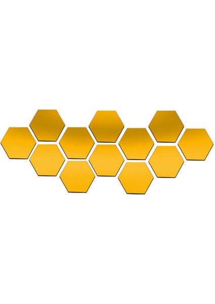 12X 3D Altıgen Çıkarılabilir Çıkartma Art Diy Altın 70X40MM (Yurt Dışından)