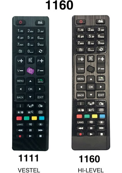 Kumanda 1160 KK1125 VES207-HI Level,vestel Siyah Tuşlu Yerine 1111
