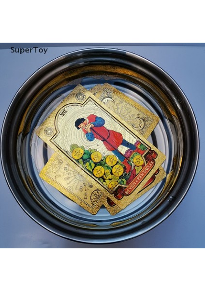 Supertoy Tarot Kartı Seti Hediye Kutusu Lüks Altın Yaprak Kartı Sıcak Damga Pvc Su Geçirmez (Yurt Dışından) modelleri
