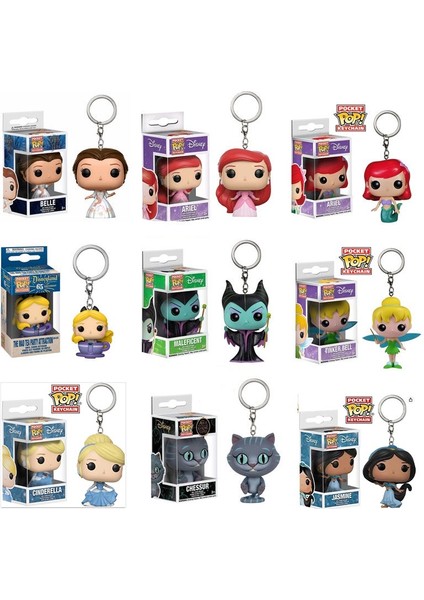 Pop Alice Kedi Yok Wonder Cheshire: Anahtarlık Disney-Ariel Belle Cinderela Jaime Maleficent Tinker Bell Chessur Figure (Yurt Dışından)