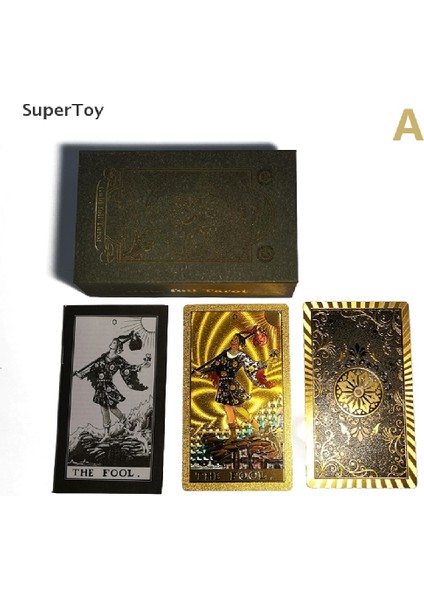 Supertoy Tarot Kartı Seti Hediye Kutusu Lüks Altın Yaprak Kartı Sıcak Damga Pvc Su Geçirmez (Yurt Dışından)