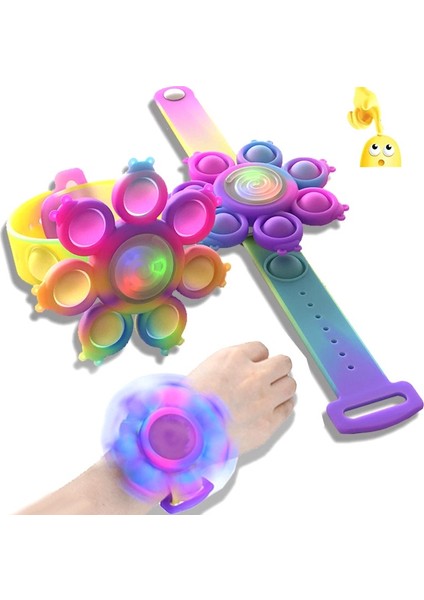LED Pop It Fidget Spinner Figets Oyuncaklar Anti Stres Bilezik Işık Kawaii Itme Kabarcık Çocuklar Noel (Yurt Dışından)