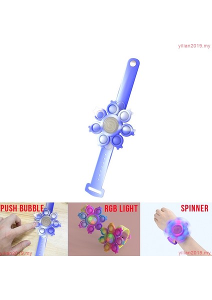 LED Pop It Fidget Spinner Figets Oyuncaklar Anti Stres Bilezik Işık Kawaii Itme Kabarcık Çocuklar Noel (Yurt Dışından)