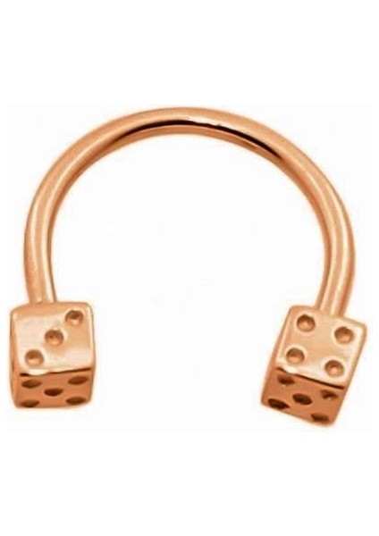 Altın Zar Yarım Halka Piercing 14 Ayar Rose