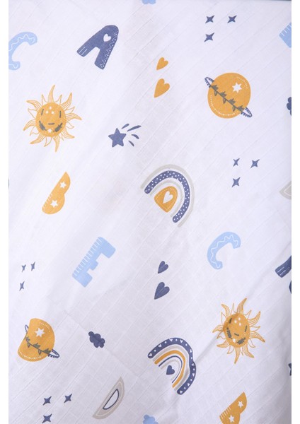 Müslin Örtü 85X90CM Harf Desen Organik Hediyelik Emzirme Alt Açma Yenidoğan Puset örtüsü
