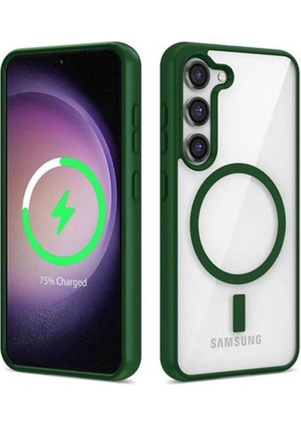 Samsung Galaxy S23 Kılıf Kamera Çıkıntılı Magsafe Wireless Şarj Özellikli Ege Kapak Yeşil