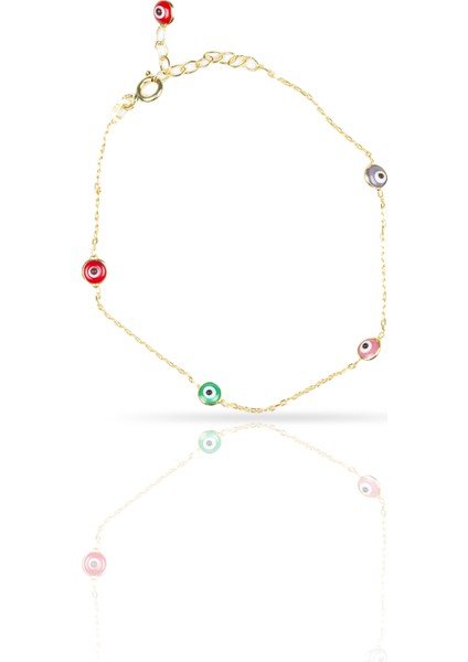 Mixli Nazar Zincir Kadın Gümüş Bileklik | 925 Ayar | Cam Göz Boncuk