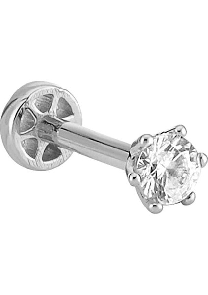 Tektaş Altın Tragus Piercing 14 Ayar Beyaz