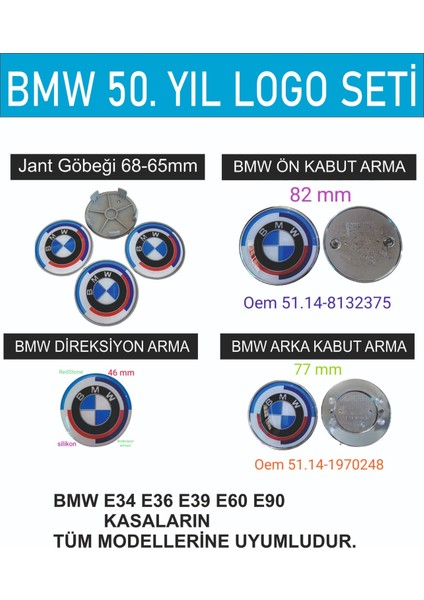 Bmw 50.yıl Logo Seti E34 E36 E39 E46 E60 E90