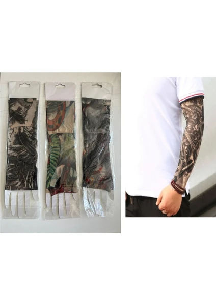 Airbrush Tattoo 6 Adet Giyilebilir Dövme 3 Çift Sleeves Tattoo Çorabı Sleeves