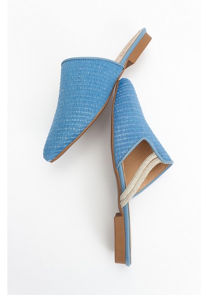 Pesa Mavi Hasır Taşlı Kadın Terlik modelleri