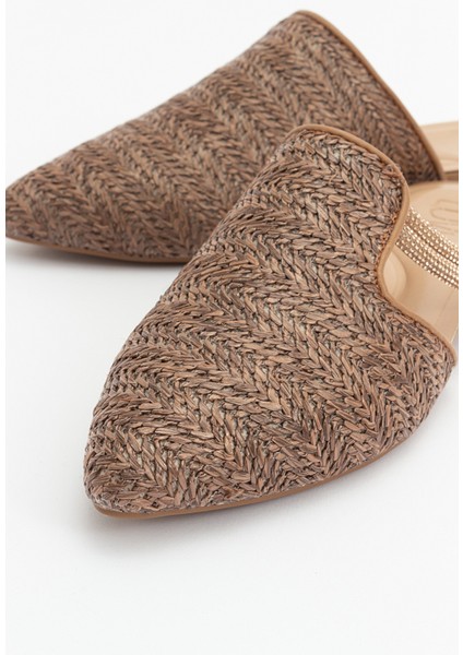 Pesa Kahve Hasır Taşlı Kadın Terlik modelleri