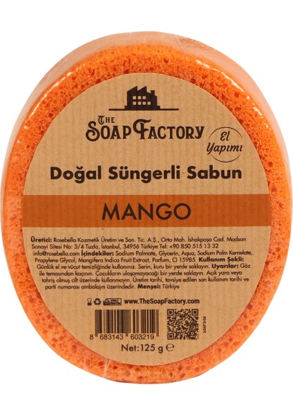 Doğal Süngerli Mango Sabunu 125 gr - Lüks - Tüm Cilt Tipleri İçin - Ferahlatıcı ve Rahatlatıcı Duş Deneyimi - Mükemmel Cilt Bakımı - Kolay Kullanım - Mükemmel Koku